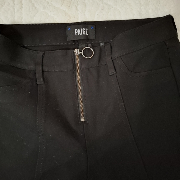Paige Womens Zipper Fly High Rise   Black  Crop Flare Leg Size 26 - Picture 4 of 10